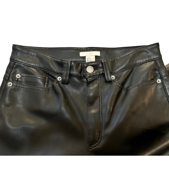 H&M Wide Leg Faux Leather Pants Black - Picture 3 of 5